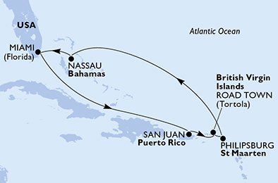 USA, Puerto Rico, Virgin Islands (British), St. Maarten, Bahamas