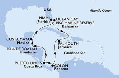 USA, Jamaica, Panama, Costa Rica, Honduras, Mexiko, Bahamas
