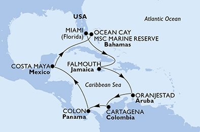 USA, Jamaica, Aruba, Colombia, Panama, Mexiko, Bahamas