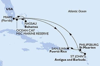 USA, Bahamas, Puerto Rico, St. Maarten, Antigua och Barbuda