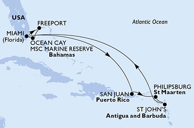 USA, Bahamas, Puerto Rico, St. Maarten, Antigua och Barbuda