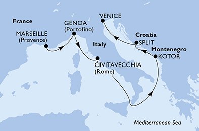 Frankrike, Italien, Montenegro, Kroatien