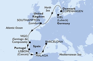 Tyskland, Danmark, England, Spanien, Portugal