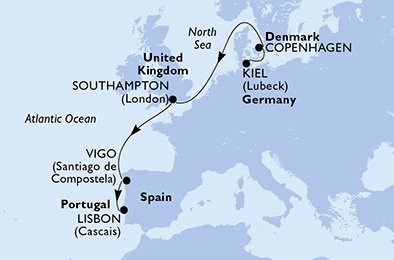 Tyskland, Danmark, England, Spanien, Portugal