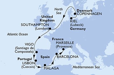 Tyskland, Danmark, England, Spanien, Portugal, Frankrike