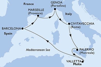 Italien, Malta, Spanien, Frankrike