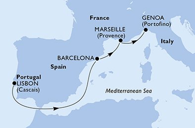 Portugal, Spanien, Frankrike, Italien