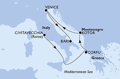 Italien, Grekland, Montenegro