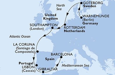 Tyskland, Sverige, Holland, England, Spanien, Portugal, Gibraltar