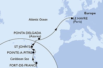 Martinique, Guadeloupe, Antigua och Barbuda, Portugal, Frankrike