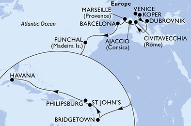 Italien, Slovenien, Kroatien, Frankrike, Spanien, Portugal, Barbados, Antigua och Barbuda, Nederländska Antillerna, Kuba