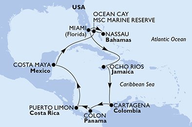 USA, Jamaica, Colombia, Panama, Costa Rica, Mexiko, Bahamas