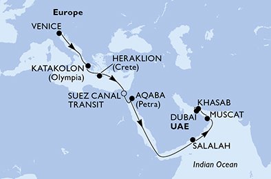 Italien, Grekland, Egypten, Jordien, Oman, Förenade Arabemiraten