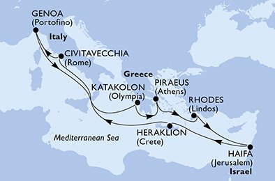 Italien, Grekland, Israel