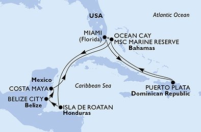 USA, Dominikanska Republiken, Bahamas, Honduras, Belize, Mexiko