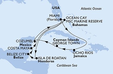 USA, Jamaica, Cayman Islands, Mexiko, Bahamas, Honduras, Belize