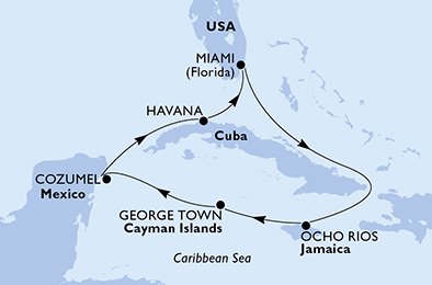 USA, Jamaica, Cayman Islands, Mexiko, Kuba