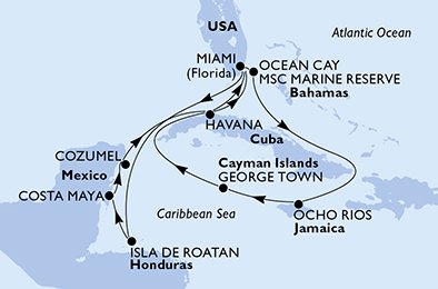 USA, Honduras, Mexiko, Kuba, Bahamas, Jamaica, Cayman Islands