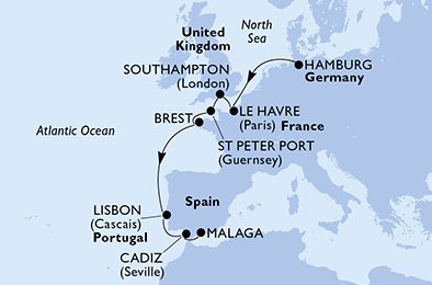 Tyskland, Frankrike, England, Portugal, Spanien