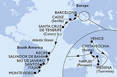 Italien, Spanien, Brasilien, Uruguay