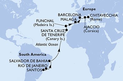 Brasilien, Spanien, Portugal, Frankrike, Italien