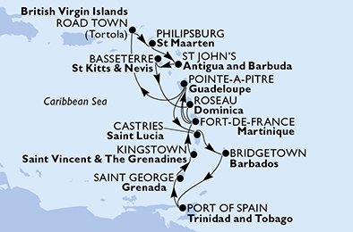 Martinique, Guadeloupe, S:t Lucia, Barbados, Trinidad och Tobago, Grenada, Saint Vincent & The Grenadines, Virgin Islands (British), Nederländska Antillerna, Antigua och Barbuda, S:t Kitts och Nevis, Dominica